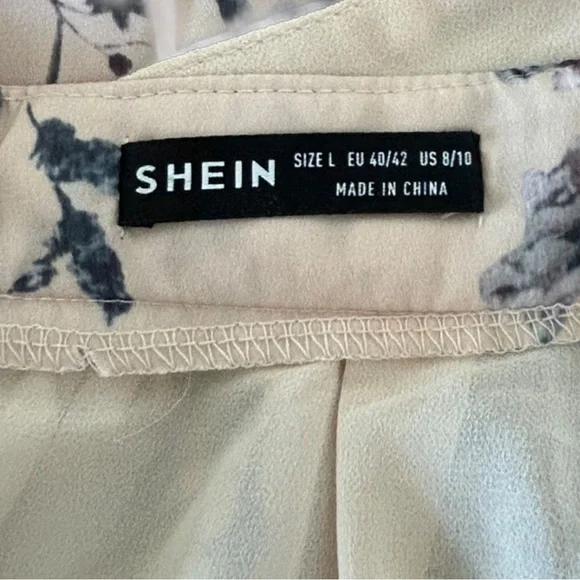 4/$20 SHEIN VCAY Apricot Floral Plunging Neck Crisscross Backless Maxi Dress Lrg - Picture 6 of 6